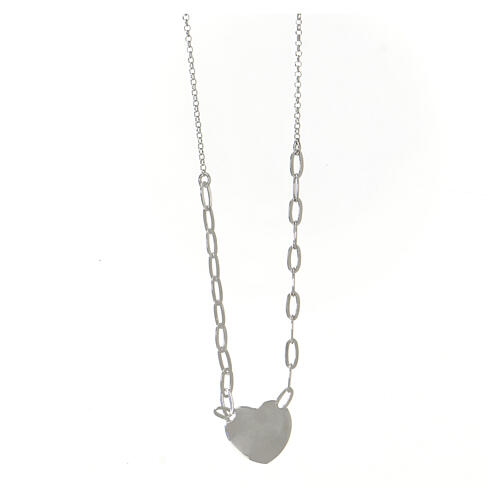 AMEN necklace with long chain links and heart-shaped pendant, rhodium-plated 925 silver 3