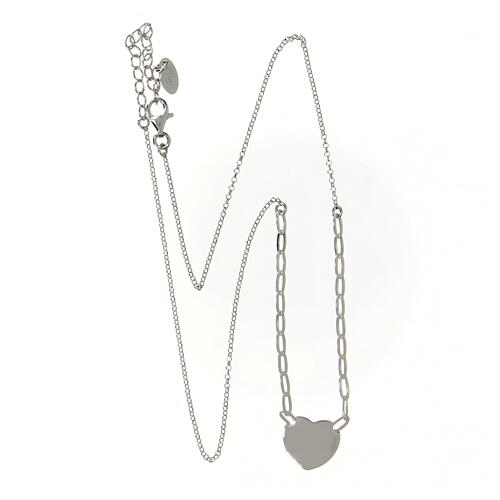 AMEN necklace with long chain links and heart-shaped pendant, rhodium-plated 925 silver 4