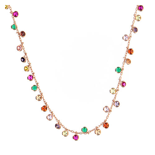 Collier AMEN breloques cristaux colorés argent 925 rosé 2
