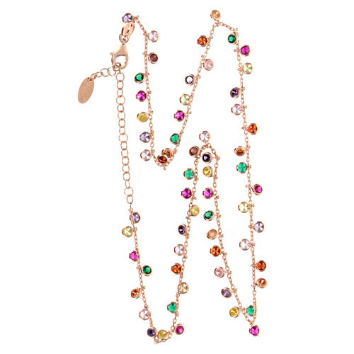 Collana zirconi colorati AMEN argento 925 finitura rosè 3