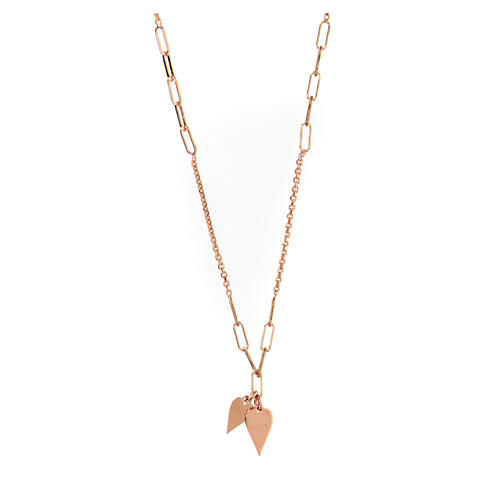AMEN rosé necklace with elongated hearts 3