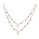 AMEN double necklace with black zircons, cross and heart pendants, rosé finish s1