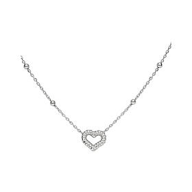 Rope-effect heart necklace AMEN rhodium-plated finish