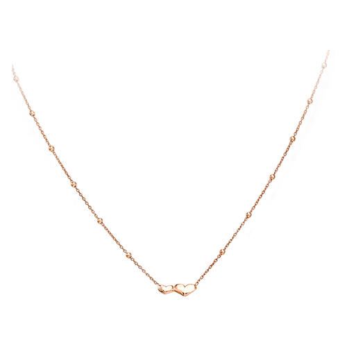 AMEN necklace with double heart, rosé finish 1
