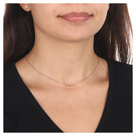 Double heart necklace AMEN 925 silver rose finish