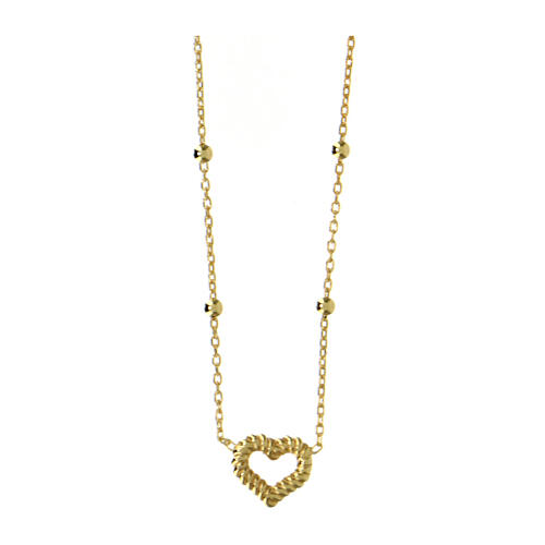 Rope-effect heart necklace AMEN gold finish 3