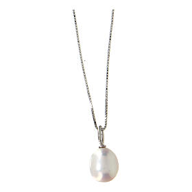 AMEN necklace of rhodium-plated 925 silver with freshwater pearl