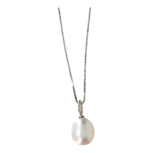 AMEN necklace of rhodium-plated 925 silver with freshwater pearl 2