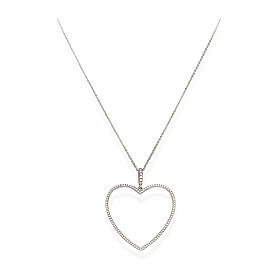 AMEN necklace of 925 silver with big zircon heart