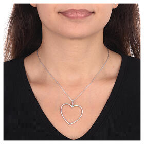AMEN necklace of 925 silver with big zircon heart