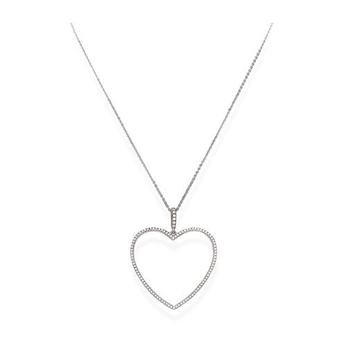 Collana Grande Cuore zirconato AMEN argento 925 1