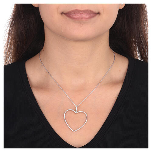 Big heart pendant necklace AMEN 925 silver zircon 2