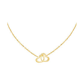 AMEN necklace with intertwined hearts, gold plated 925 silver
