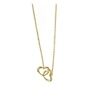 AMEN necklace with intertwined hearts, gold plated 925 silver