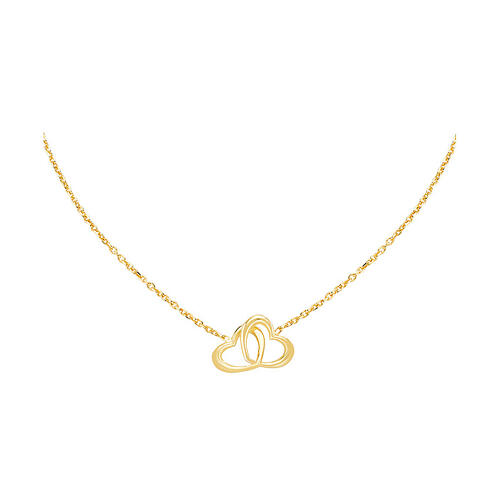 AMEN necklace with intertwined hearts, gold plated 925 silver 1