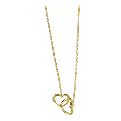 Intertwined hearts necklace AMEN 925 silver gold finish 2