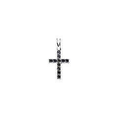 Collana pendente Croce zirconi neri AMEN finitura rodio 3