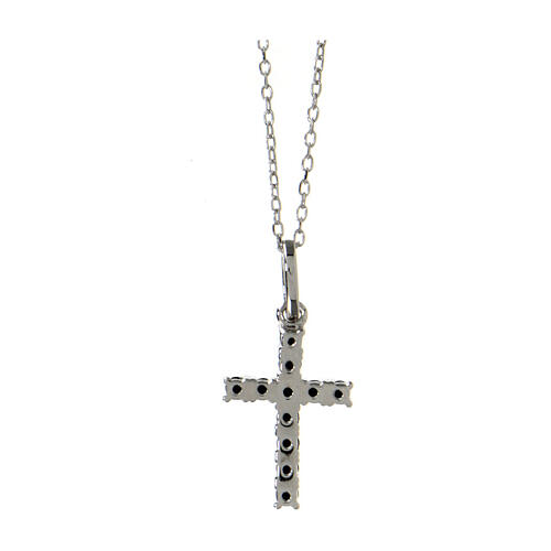 Collana pendente Croce zirconi neri AMEN finitura rodio 4