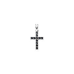 Black cubic zirconia cross pendant necklace AMEN rhodium finish 3