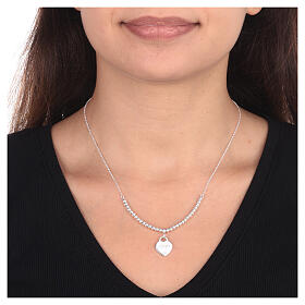 AMEN necklace of 925 silver with round beads and heart pendant