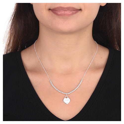 AMEN beaded heart pendant necklace in 925 silver 2