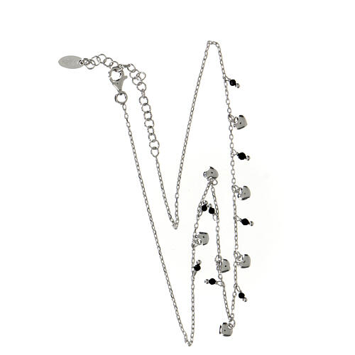 AMEN necklace with heart-shaped and black crystal charms, rhodium-plated 925 silver 4