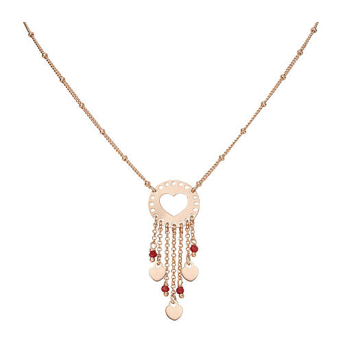 Collier AMEN attrape-amour avec cristaux rouges argent 925 rosé 1