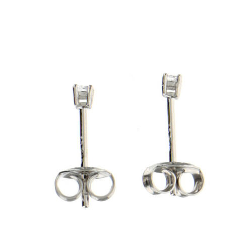 AMEN earrings with white zircon of 0.08 in diameter, rhodium-plated 925 silver 3