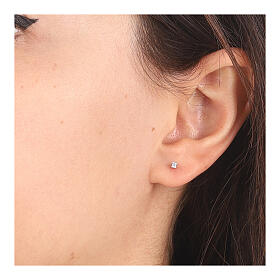 Boucles d'oreilles AMEN puces zircon blanc 2 mm argent 925 rhodié