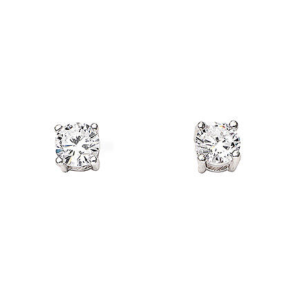 AMEN earrings with white zircon of 0.2 in diameter, rhodium-plated 925 silver 1
