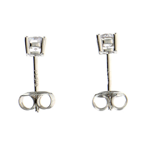 AMEN earrings with white zircon of 0.2 in diameter, rhodium-plated 925 silver 3