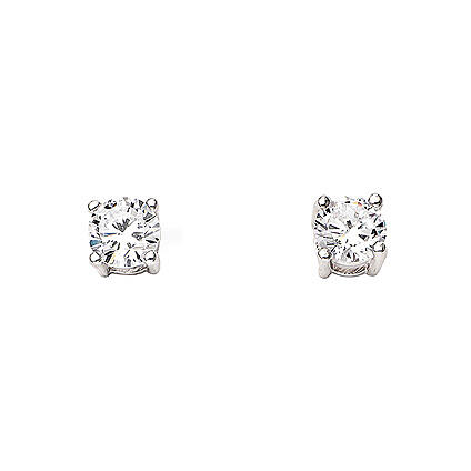 AMEN white zircon earrings rhodium plated 925 silver d.4 mm 1