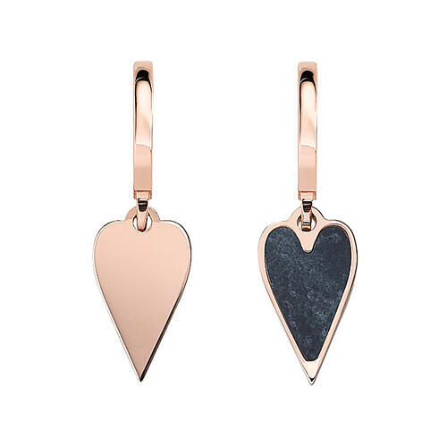 AMEN J-hoop earrings with elongated heart pendant, rosé 925 silver 1