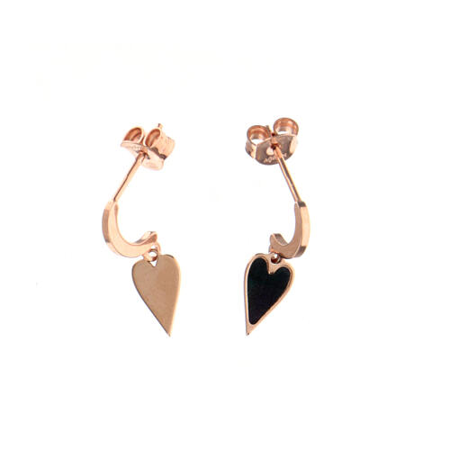 AMEN J-hoop earrings with elongated heart pendant, rosé 925 silver 3