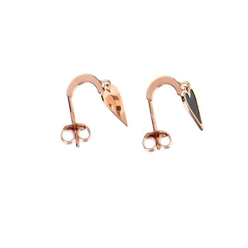 AMEN J-hoop earrings with elongated heart pendant, rosé 925 silver 4