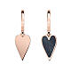 AMEN J-hoop earrings with elongated heart pendant, rosé 925 silver s1