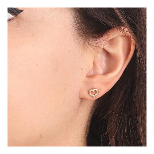 Rope effect heart earrings AMEN silver 925 golden 2