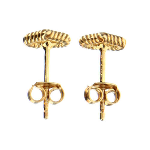 Rope effect heart earrings AMEN silver 925 golden 3