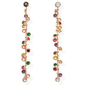 AMEN drop earrings with multicoloured zircons, rosé finish