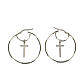 Boucles d'oreilles AMEN cercle et croix argent 925 rhodié s3