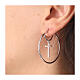 Cross circle earrings rhodium-plated silver AMEN s4