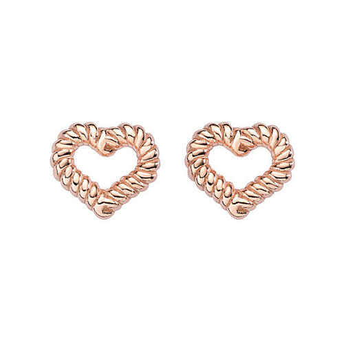 Orecchini cuore effetto corda AMEN argento 925 rosé 1