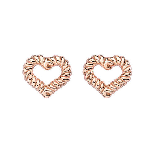 Rope effect heart earrings AMEN 925 rose silver 1