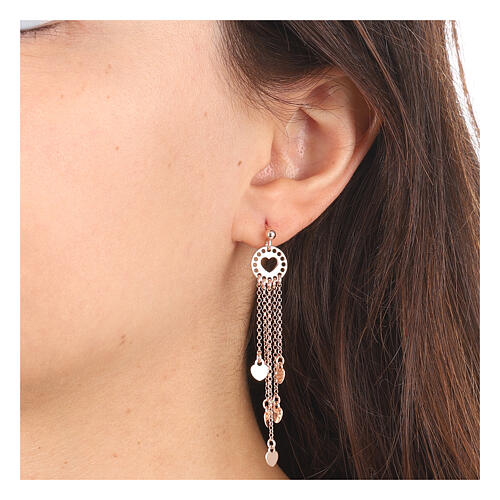 AMEN love catcher dangle earrings 925 rose silver 2