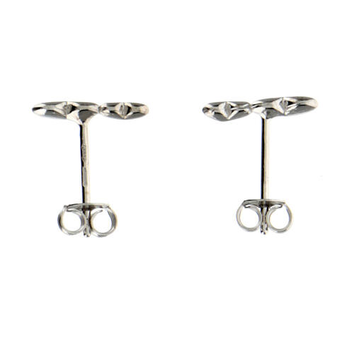 AMEN stud earrings with double heart, rhodium-plated finish 3