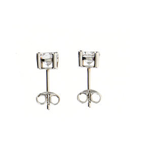 AMEN earrings with white zircon of 0.4 in diameter, rhodium-plated 925 silver