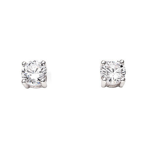 AMEN earrings with white zircon of 0.4 in diameter, rhodium-plated 925 silver 1