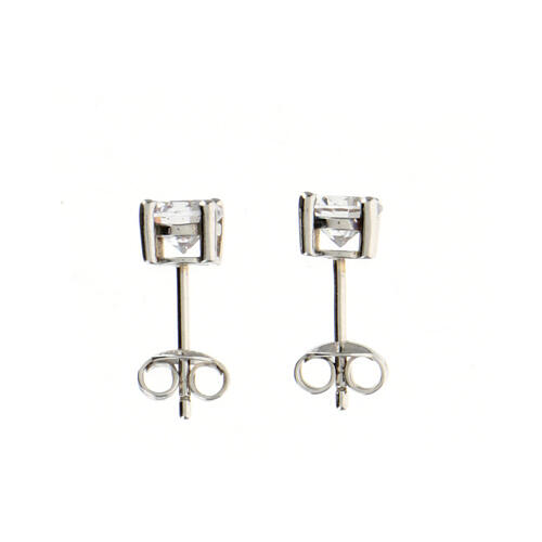 AMEN earrings with white zircon of 0.4 in diameter, rhodium-plated 925 silver 2