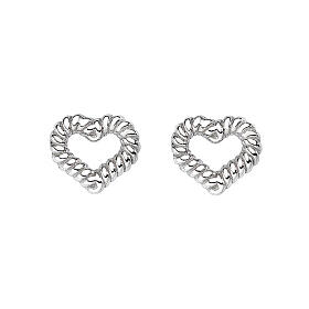 Orecchini cuore effetto corda AMEN argento 925 rodiato