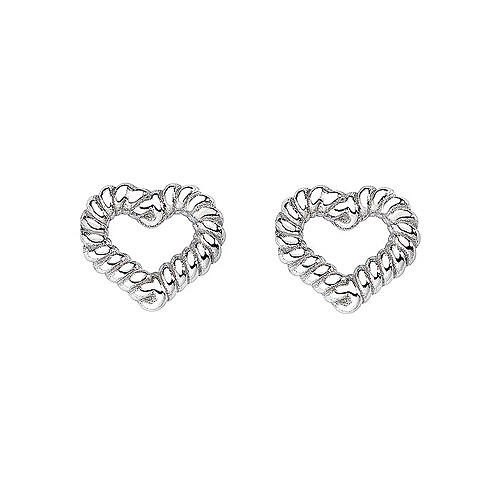 Orecchini cuore effetto corda AMEN argento 925 rodiato 1